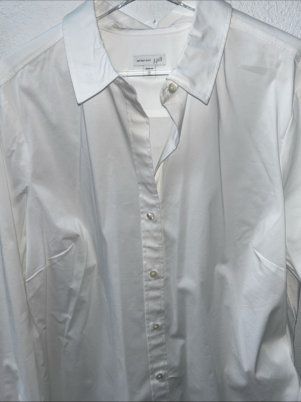J. Jill NWOT Stretch Cotton White Long-Sleeve Button-Down “Perfect” Shirt 1X